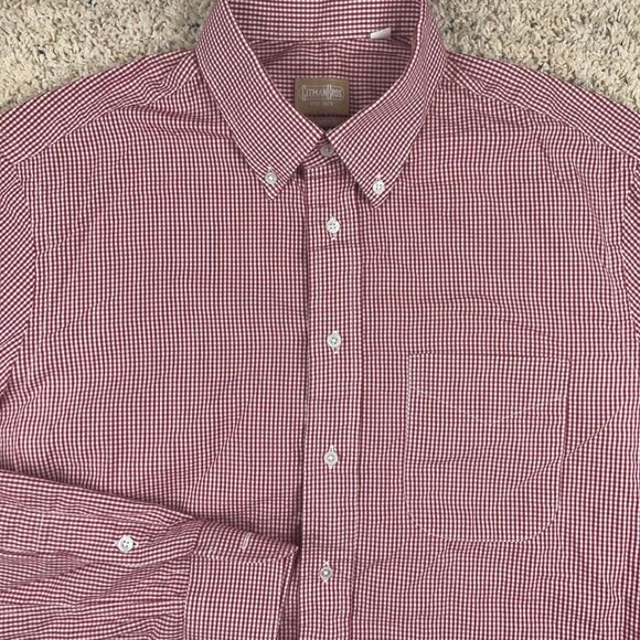 Gitman Bros. Tailored Fit Button Up Shirt Mens USA Made 16.5 40 Red White Check - Picture 1 of 11